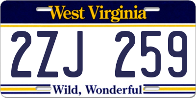 WV license plate 2ZJ259