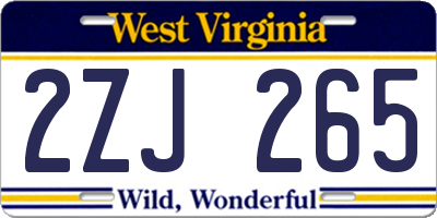 WV license plate 2ZJ265
