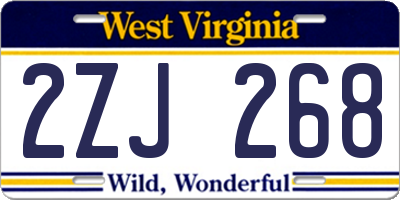 WV license plate 2ZJ268