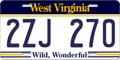 WV license plate 2ZJ270