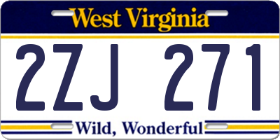 WV license plate 2ZJ271
