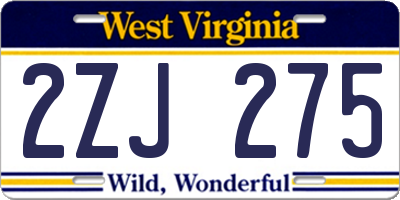 WV license plate 2ZJ275