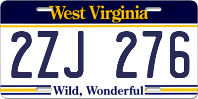 WV license plate 2ZJ276