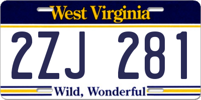 WV license plate 2ZJ281