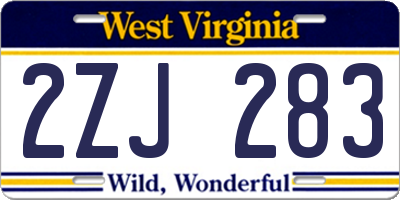 WV license plate 2ZJ283