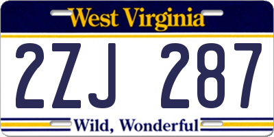 WV license plate 2ZJ287