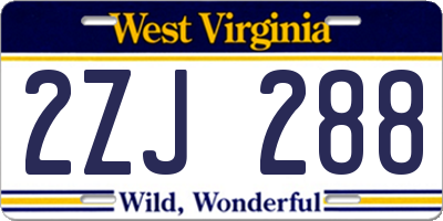 WV license plate 2ZJ288