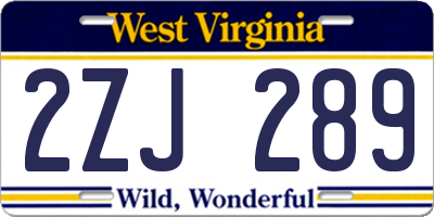 WV license plate 2ZJ289