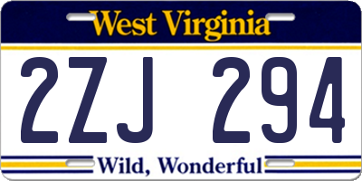 WV license plate 2ZJ294