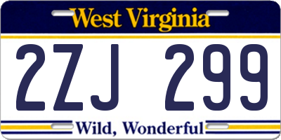 WV license plate 2ZJ299