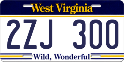 WV license plate 2ZJ300