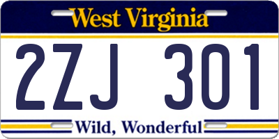 WV license plate 2ZJ301