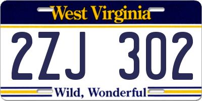 WV license plate 2ZJ302