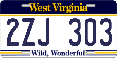 WV license plate 2ZJ303