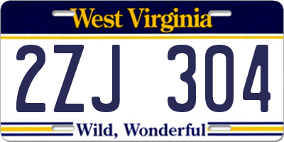 WV license plate 2ZJ304