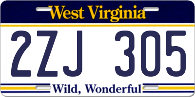 WV license plate 2ZJ305