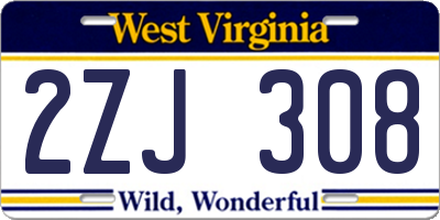 WV license plate 2ZJ308