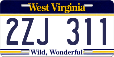 WV license plate 2ZJ311