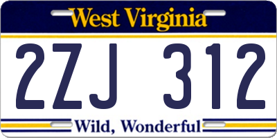 WV license plate 2ZJ312