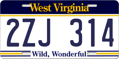 WV license plate 2ZJ314