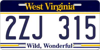 WV license plate 2ZJ315