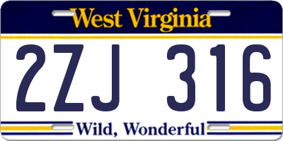 WV license plate 2ZJ316