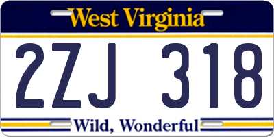 WV license plate 2ZJ318
