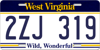 WV license plate 2ZJ319