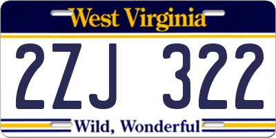 WV license plate 2ZJ322