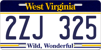 WV license plate 2ZJ325