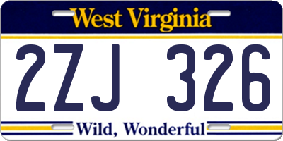 WV license plate 2ZJ326