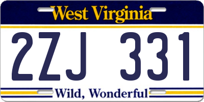WV license plate 2ZJ331