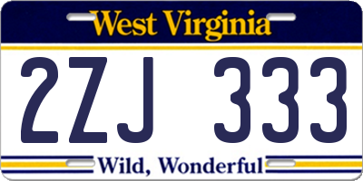WV license plate 2ZJ333