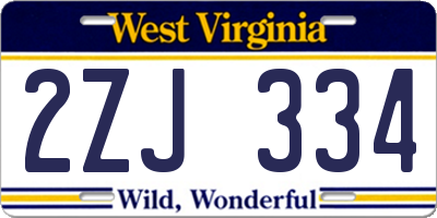 WV license plate 2ZJ334