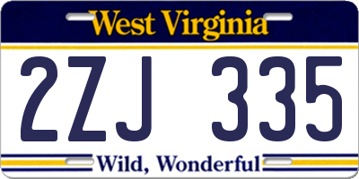 WV license plate 2ZJ335