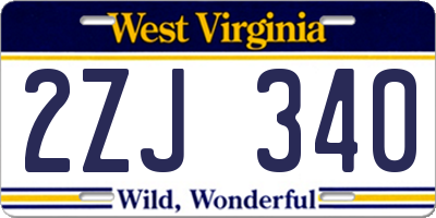 WV license plate 2ZJ340