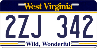 WV license plate 2ZJ342