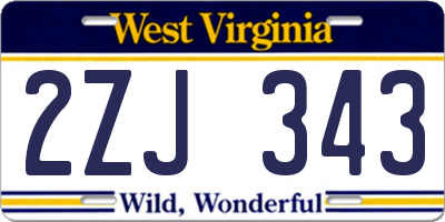 WV license plate 2ZJ343