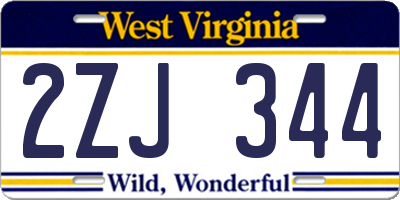 WV license plate 2ZJ344