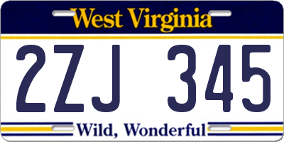 WV license plate 2ZJ345