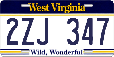 WV license plate 2ZJ347