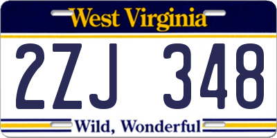 WV license plate 2ZJ348