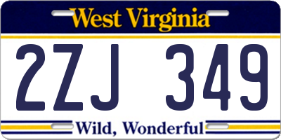 WV license plate 2ZJ349