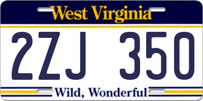 WV license plate 2ZJ350
