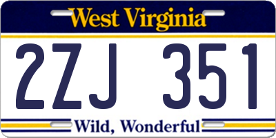 WV license plate 2ZJ351