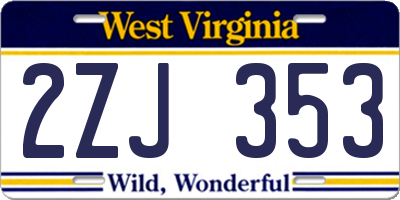 WV license plate 2ZJ353