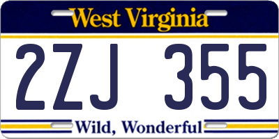 WV license plate 2ZJ355