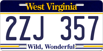 WV license plate 2ZJ357