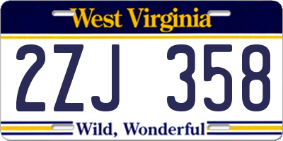 WV license plate 2ZJ358