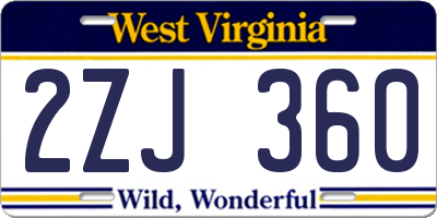 WV license plate 2ZJ360